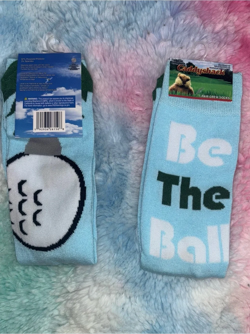 NWT Caddyshack Light Blue 'Be The Ball' Crew Socks
